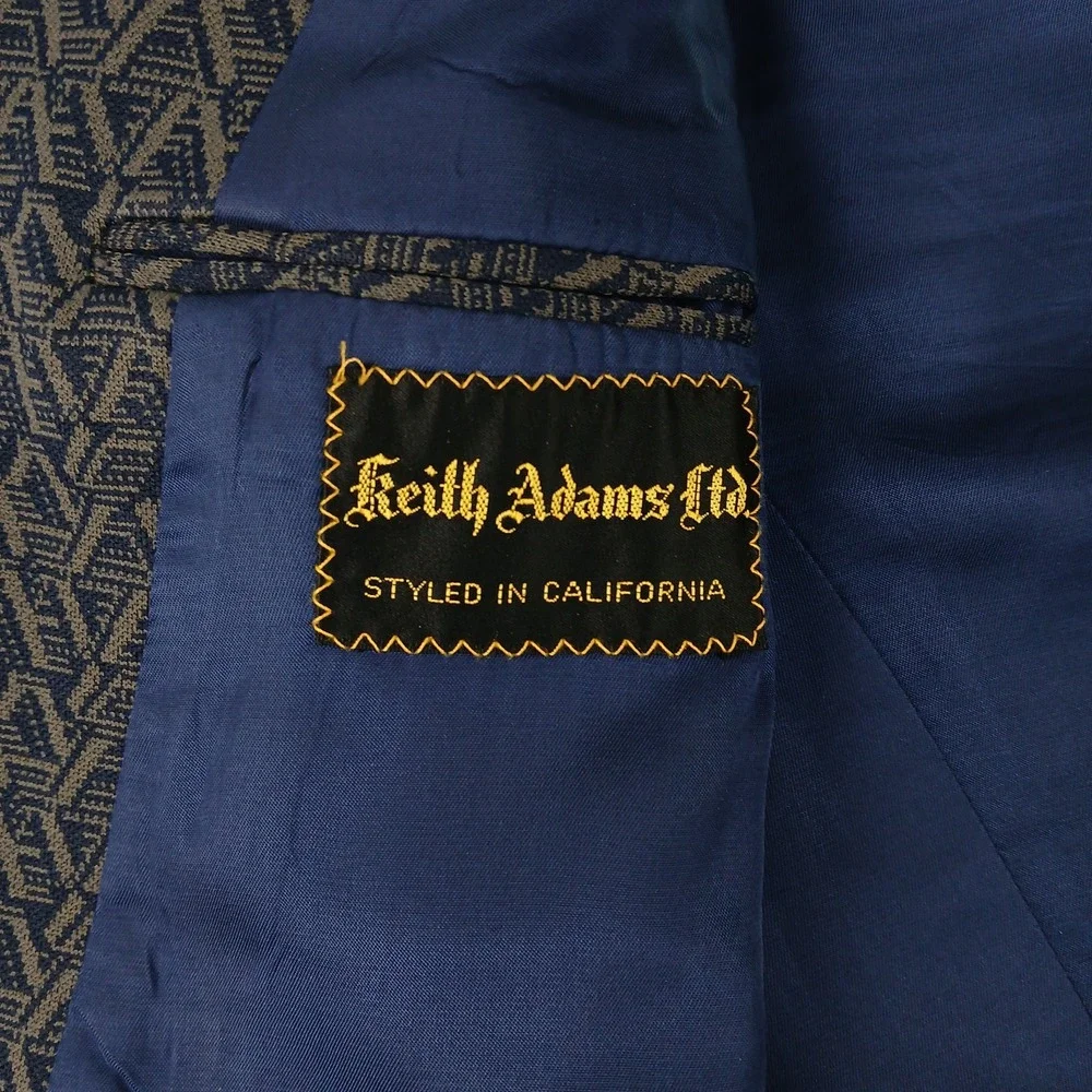 VTG 1070s Keith Adams California 36R Mens Blazer Jacket Geometric Polyester FLAW